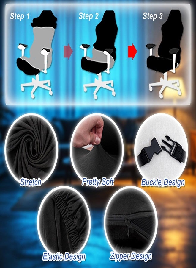 QYZDLM Gaming Chair Covers Slipcovers, 3D Printing Stretchable Elastic Computer Reclining Gaming Chair Seat Cover with Armrest Cover (No Chairs)(H) - Image 3